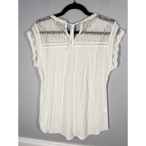 Daniel Rainn, Size Small, White Crochet Blouse, Boho, Illusion Neckline, Lace - Picture 5 of 7